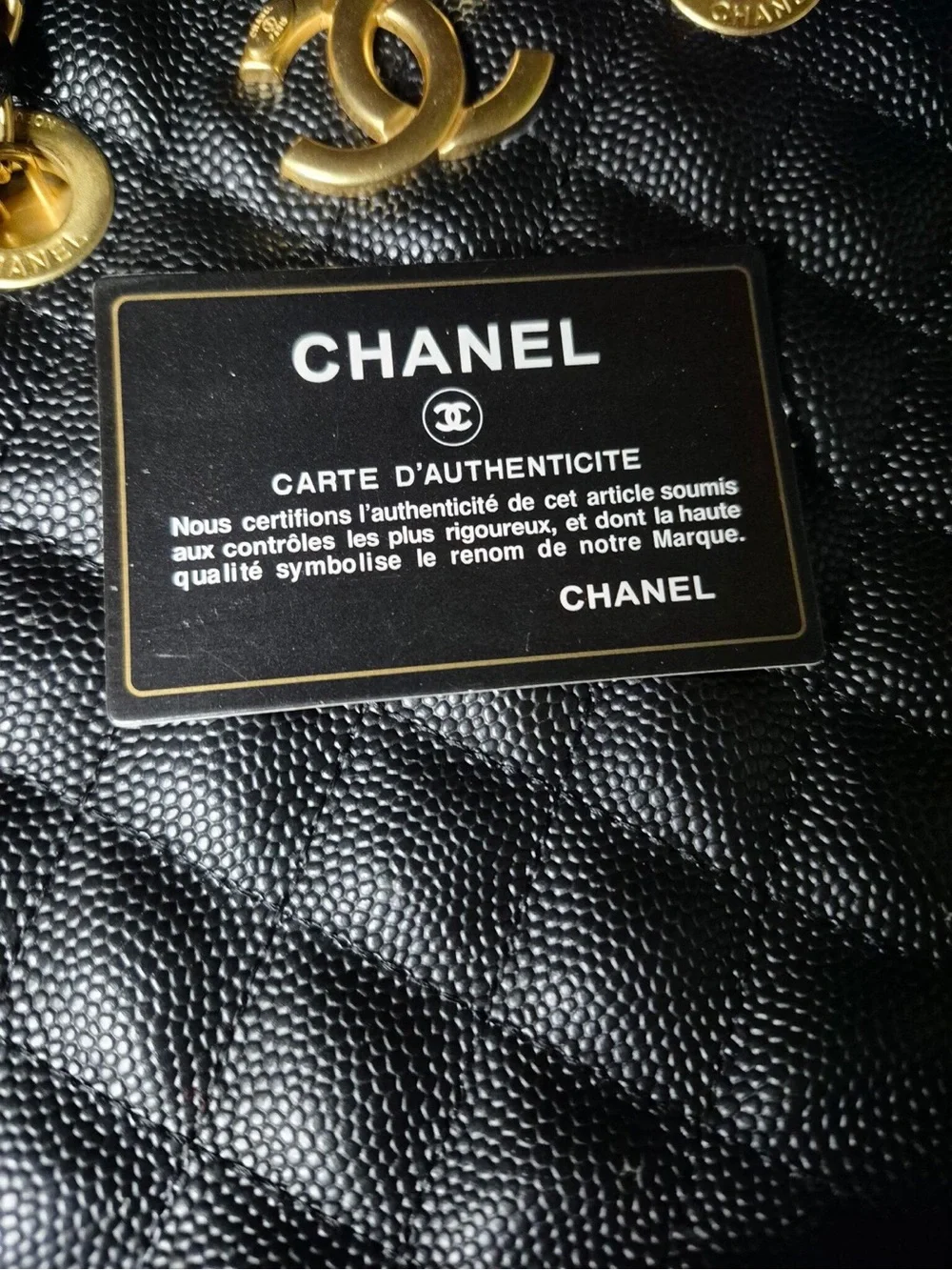 CHANEL Black Quilted Leather Double-Handle Tote with Gold CC Hardware